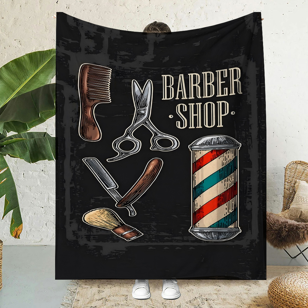 Mens Grooming Barber - Vintage Barber Shop Throw Blanket Tapestry