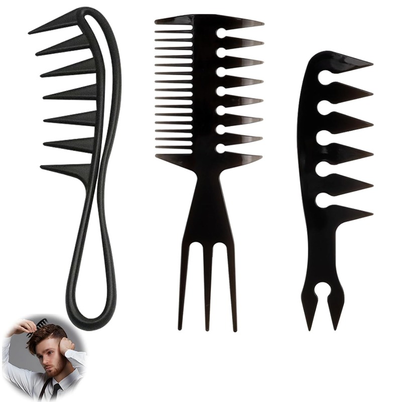 Mens Grooming Barber - 1/3pcs Wide Tooth Hair Comb –