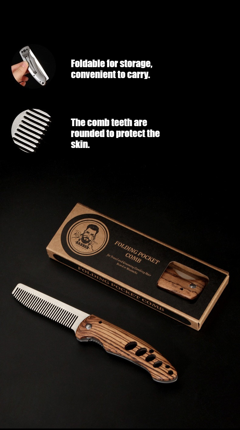 Solid Wood & Metal Folding Bea - Mens Grooming Barber ulasan dan harga