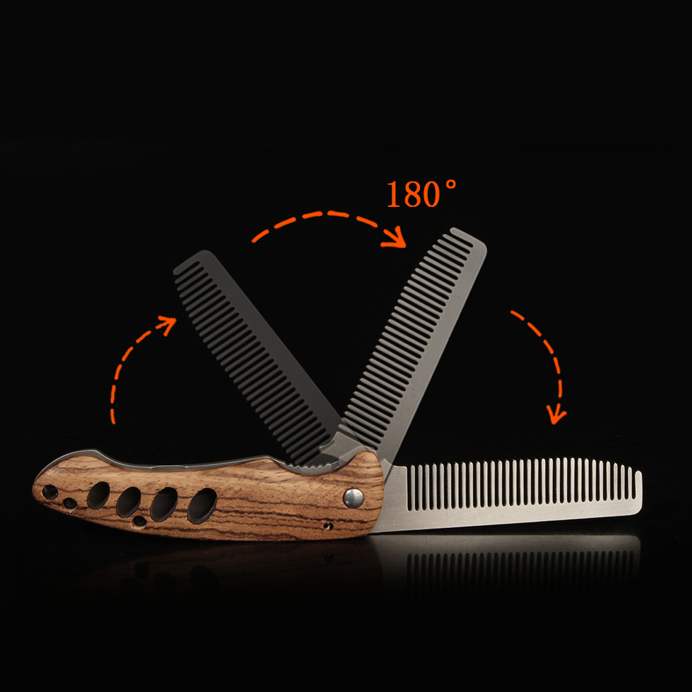 Solid Wood & Metal Folding Bea - Mens Grooming Barber ulasan dan harga